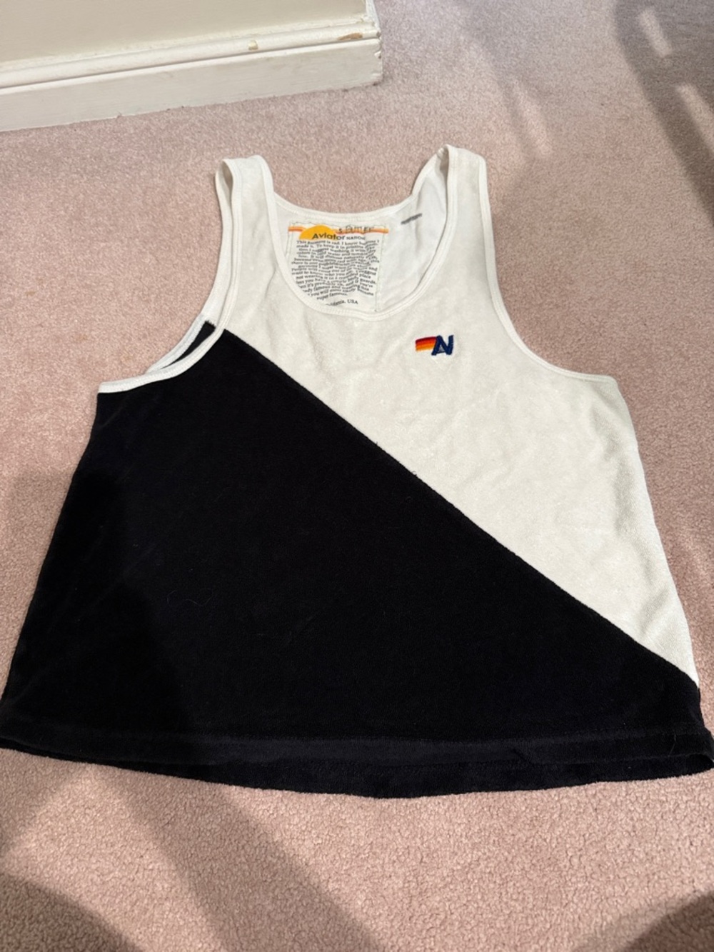 Aviator Nation Black and White Terrycloth Tank Top